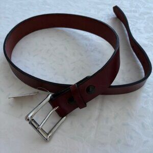 Belt. Leather. Hand made by Karen Gunna. 1.5 in width. 38 in waist. Brown.